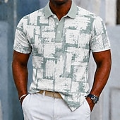 economico Polo geometrica da uomo-Per uomo Blocco di colori Geometrico Polo Manica Corta Magliette polo Bavero Business Casual Affari Athleisure Abbigliamento quotidiano Stampa 3D Bottoni Primavera &amp; Estate Blu Viola Verde