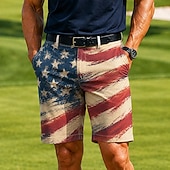  4 juli 2026 250e Voor heren Ster Amerikaanse Amerikaanse vlag korte broek Casual korte broek Golfshorts Medium Taille Zakelijk informeel Werk Golf Festival Platte shorts met 4 zakken Ontwerper Kleding