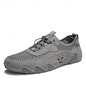 economico Scarpe Casual con Lacci-Scarpe da ginnastica da uomo beige in mesh – scarpe casual traspiranti e leggere, comode calzature da esterno per viaggi, passeggiate e uso quotidiano