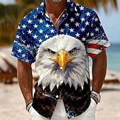 cheap Patriotic 250 Shirts-4th of July 2026 250th Men's American US Flag Shirt Summer Shirt Short Sleeve Patriotic Daily Streetwear Summer Spring Turndown 3D Print Button Up Shirts Blue Blue 2# Blue 1# White Red