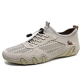 economico Scarpe Casual con Lacci-Scarpe da trekking da uomo beige in mesh, scarpe da trail running con lacci, scarpe da passeggio leggere e antiscivolo per viaggi, campeggio e uso quotidiano.