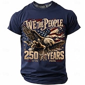 preiswerte Patriotisches T-Shirt für Veteranen-Herren 250. Jubiläum Patriotische Adler American Flag 1776 2026 Graphic T-Shirt Kurzarm Rundhals Sommer Street Top