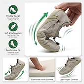 economico Scarpe Casual con Lacci-Scarpe da trekking da uomo beige in mesh, scarpe da trail running con lacci, scarpe da passeggio leggere e antiscivolo per viaggi, campeggio e uso quotidiano.