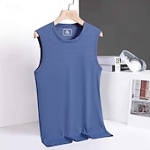 cheap Tank Tops-Men's Tank Top Undershirt Wife beater Shirt Sleeveless Round Neck Summer Plain Sports Soak Off Muscle V Neck Casual Indoor Outdoor Black White Dark Blue Top Tee for Men