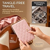economico Portagioie e porta trucchi-Astuccio da viaggio per gioielli, pratico astuccio in pelle per gioielli da donna, con 5 pochette in velluto rimovibili per orecchini, anelli, collane e accessori da viaggio anti-groviglio.