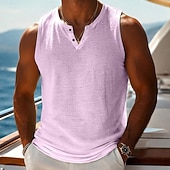 preiswerte Fitness Tank-Tops-Herren Ärmelloses Shirt Unterhemd Ärmellos V Ausschnitt Sommer Einfach Mode Basic Lässig Schlank Weich Rein Lässig Strand Urlaub Schwarz Purpur Grün Top T-Shirt für Herren