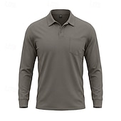 economico Camicia da uomo-Per uomo Tinta unita Maglietta sportiva Polo da golf Maglia da tennis Maglietta da tennis Manica Lunga Tasca Bottoni Leggero Elastico Traspirante Tennis Golf Corsa Colletto a Camicia Top Bianco Cachi