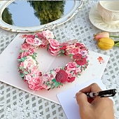 cheap Party Supplies-Musical 3D Pop Up Card, Recordable Heart Rose Wreath Greeting Card with Voice Button, Audio Gift for Her, Women, Mom, Wife - Mother's Day, Birthday, Anniversary, Valentine's Day, with Envelope
