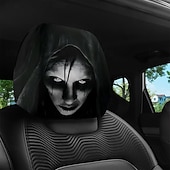 billiga Halloween överdrag-2/4 st nackstödsskydd med mörkt gotiskt häxmönster, bekväm användning i alla väder, sätesskydd för året runt, lämpliga för daglig pendling och långa resor. &amp;Halloween-dekorationer för bilresor