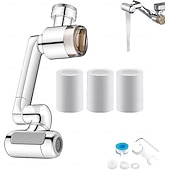 preiswerte Badezimmer-Zubehörset-1080° drehbarer Wasserhahnaufsatz mit nach oben gerichtetem Gesichtsnebel, 4 Wassermodi, Spülbecken-Luftsprudler mit integriertem Filter, Messing-Armaturenaufsatz mit Roboterarm, universeller