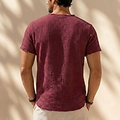 cheap Basic T shirts-Men's T Shirt Cotton T Shirt Short Sleeve Crew Neck Spring All Seasons Solid Color Vintage Antique Classic &amp; Timeless Ruched Layered Casual Daily White Burgundy Grey Top Tee for Men