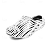 cheap Men's Clogs &amp; Mules-Men's Grey Quick-Dry Clog Shoes, Breathable Hollow-Out Slip-On Water Shoes, Lightweight Non-Slip Shoes for Beach, Garden, Outdoor