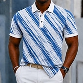  Bărbați Bloc Culoare Geometică Tricouri polo Manșon scurt Tricouri de polo Cămăși cu guler Casual Îmbrăcăminte Atletică Purtare Zilnică Imprimare 3D Nasturi Material Plasă care Respiră Primavara vara