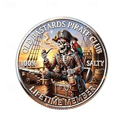 abordables 250e Anniversaire des États-Unis-Pièce de défi du club des vieux pirates, pièce de collection de pirate squelette, pièce commémorative de membre à vie, cadeau souvenir de pirate amusant pour hommes, collectionneurs et passionnés de