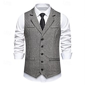 cheap Men's 1920s Costumes-Roaring 20s 1920s Retro Vintage Waistcoat The Great Gatsby Tweed Notched Lapels Fancy Dress Men's Cocktail Party Revival Wedding Party Adults' waistcoat
