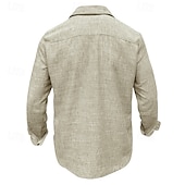 abordables Vacances-Hommes Chemise Chemise en lin Chemise d'été Tenue de plage Chemise Boutonnée Uni Occasionnel Quotidien Bleu Rose Claire bleu marine Bleu de minuit manche longue Col Printemps &amp; Été Été Vêtement Tenue