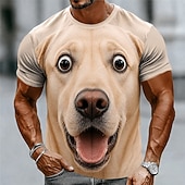  Per uomo Animale Cane Maglietta Manica Corta maglietta Stampa 3D Girocollo Camicia Divertente Casuale Quotidiano Streetwear Marrone chiaro Cachi Estate Primavera Abbigliamento S M L XL 2XL 3XL