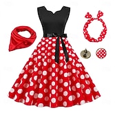 abordables Tenues-Années 1950 Rétro Vintage Rockabilly Robe trapèze Robe Évasée Pois Déguisement Femmes Fête / Soirée Enterrement de Vie de Jeune Fille Adulte Robe Bandeau Robes de soirée