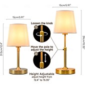 economico Lampade da tavolo-Lampada da tavolo senza fili regolabile in altezza, ricaricabile, colore oro, a batteria, con regolazione continua dell'intensità luminosa. &amp;Lampada decorativa wireless con controllo touch per camera