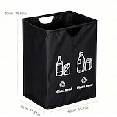 cheap Laundry Bags &amp; Hampers-60L Large-Capacity Thickened Sorting Trash Can with Sponge EVA Handle, Foldable Storage Bag, Holds 60 Bottles, Durable Polyester Material, Suitable for Kitchen, Home, and Office Waste Organizers