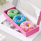 abordables Party Supplies-3 Pairs Novelty Donut Socks for Women Men, Funny Colorful Doughnut Patterned Cotton Crew Socks, Unique Foodie Gifts for Birthday Christmas, Creative Gag Gift for Donut Lovers, Stocking Stuffer