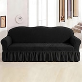 cheap Sofa Cover-Country Style 3D Stretch Sofa Cover with Skirt, Washable Elastic Couch Slipcover for 1/2/3/4 Seater, Fitted Furniture Protector