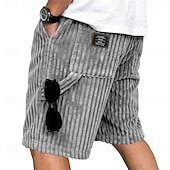 preiswerte Lässige Shorts-Herren Shorts Sommershorts Freizeitshorts Cordshorts Tasche Elastischer Bund Einfach Texture Komfort Atmungsaktiv Knielang Lässig Outdoor Strand Urlaub Mode Khaki Marineblau Unelastisch