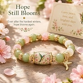 voordelige Geschenken-liefde, vrede &amp;Lente zegeningen 2026 limited edition armband met geschenkdoos voor vrouwen, inspirerende bij, blauwe vogel, vlinder armband, sieraden bedeltjes, polsbandje, elastisch stretch