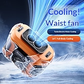 preiswerte Ventilator-Tragbarer Hüftventilator mit doppeltem Luftstrom, am Gürtel tragbarer Ventilator für freihändige Kühlung, USB-wiederaufladbarer 2-in-1-Ventilator mit LED-Licht für Outdoor-Arbeit, Bauarbeiten, Camping