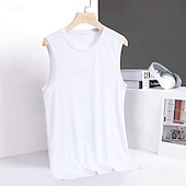 cheap Tank Tops-Men's Tank Top Undershirt Wife beater Shirt Sleeveless Round Neck Summer Plain Sports Soak Off Muscle V Neck Casual Indoor Outdoor Black White Dark Blue Top Tee for Men
