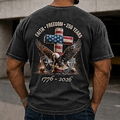  2026 250 Aniversario Camisetas para hombres Bandera estadounidense 1776 100 Algodón Lavado ácido Camiseta de peso pesado de manga corta Camiseta DTG Cuello redondo Moda Diaria Vacaciones Primavera