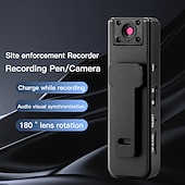 abordables Cámaras de red IP de interiores-Cámara corporal HD 1080p con visión nocturna infrarroja, mini cámara de seguridad portátil con clip para el hogar, la oficina y exteriores, grabadora de vídeo portátil con estabilización deportiva y