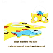 preiswerte Geschenke-16er-Pack DIY-Tiermasken-Set aus Filz für Kinder, selbstklebendes Bastelset, handgefertigtes Zoo-Safari-Masken-Set für Geburtstagsfeiern, Halloween-Aktivitäten im Klassenzimmer, Jungen und Mädchen