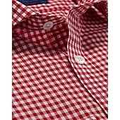 tanie Bawarskie koszule-Oktoberfest Koszula Czerwona kratka Gingham bawarski Niemiecki Alpejski Łąki Męskie Karnawał Impreza Festiwal Piwa Tkanina w stylu tradycyjnym