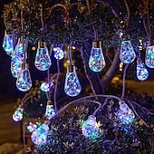 abordables Luces solares para exteriores-Guirnalda de luces solares de 11,6 m con 25 luces LED para camping, playa, bodas, patios, jardines, caminos, fiestas al aire libre y decoración de paisajes.