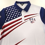  4th of July 2026 250th Men's American US Flag Golf Sports Polo Shirts Short Sleeve Polo Shirts Collared Shirts Casual Athleisure Buttons Spring & Summer Blue White Red