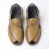 ieftine sandală de rochie-Bărbați Epocă Casual Zilnic PU piele Comfortabil Respirabil Buclă Kaki Negru Gri Vară Primăvară Toate Sezoanele