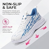 ieftine Adidași casual-Pantofi sport de alergare albi-albaștri pentru bărbați, pantofi sport cu șireturi, pantofi sport ușori, cu pernă, pentru sală, antrenament, exterior