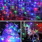 tanie Solarne lampy ogrodowe-Sznur świetlny z soplami LED, zasłona okienna z soplami, gwieździste światełka na wesele, do sypialni, ogrodu, patio, na zewnątrz i do wewnątrz