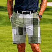 economico Pantaloni Corti Stampati-Per uomo Geometrico Plaid Color-blocking Bermuda Pantaloncini casual Pantaloncini da golf Misura del girovita medio Business Casual Lavoro Golf Vacanza al Mare Pantaloncini a vita piatta con 4 tasche