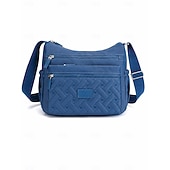 abordables Bolsos cruzados-Bolso bandolera de nailon con múltiples bolsillos para mujer: bolso de hombro ligero e impermeable para viajes, trabajo y uso diario
