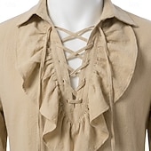  Medievale Rinascimento Camicia Lunghe Pirata Vichingo Costume Per uomo Vichingo Costumi da pirata Halloween Carnevale Performance LARP Fiera Rinascimentale Adulti Camicia