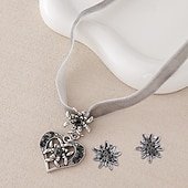 cheap Accessories-Oktoberfest Jewelry Set Necklace Earrings set Heart Edelweiss Bavarian German Munich Wiesn Women's Carnival Beer Festival Traditional Style Cloth