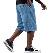 cheap Casual Shorts-SoftFade™ Men's Shorts Summer Shorts Casual Shorts Acid Wash Shorts Pocket Elastic Waist Classic Solid Washed Comfort Breathable Knee Length Casual Outdoor Beach Vacation Fashion Blue Black Inelastic