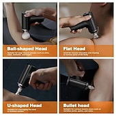 billige Kroppsmassasje-mini massasjepistol, dypvevsslagmassasjeapparat for idrettsutøvere &amp;Hjemme, bærbar håndholdt muskelmassasjeenhet med 4 utskiftbare hoder, USB-oppladbar, stillegående for avlastning av rygg, nakke og