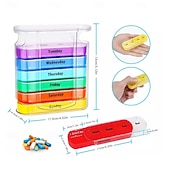  Pillenbox für 7 Tage, tragbare Pillendose mit 21 Fächern, Reiseetui für 3 Tagesdosen, Vitamin-Organizer aus Kunststoff mit Farbverlauf für Zuhause, Handtasche und Reisen