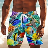  Herren Tiermotiv Fisch Badehosen Badeanzüge Badeshorts Boardshorts Mittlere Taille Hawaiianisch Täglich Strandurlaub Seitentaschen Netzfutter Elastischer Kordelzug in der Taille Designer Bekleidung