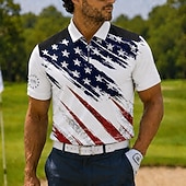  Koszulka Polo Męska 250-lecia Patriotic Amerykańska Flaga 1776 2026 Quarter Zip Krótki Rękaw Kołnierzyk Golf Casual Letni Top