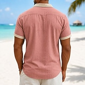  Hommes Chemise en lin Chemise d'été Tenue de plage Chemise Boutonnée Bloc de Couleur Occasionnel Vacances Bleu Noir Rose Claire Vert Manche Courte Col Rabattu Été Vêtement Tenue