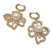 cheap Earrings-Pearl Earrings Geometrical Flower Earrings Jewelry Golden For Daily